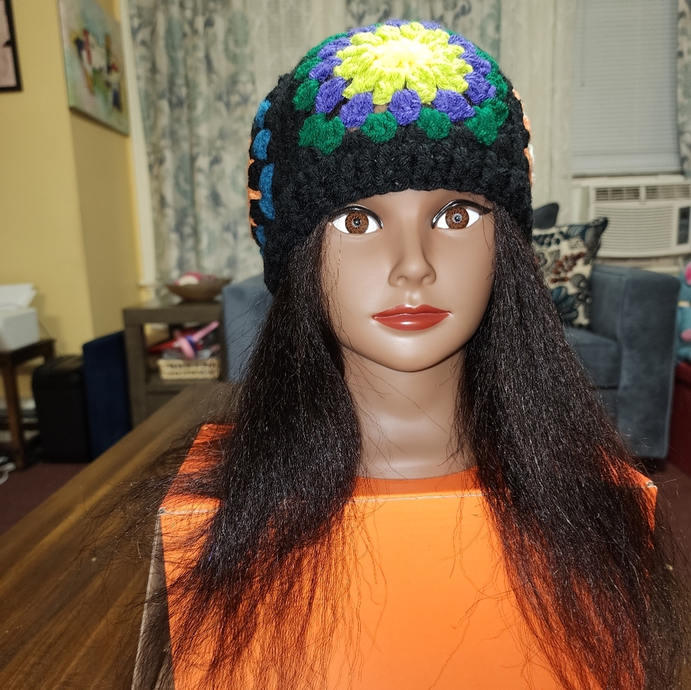 Granny square crochet hat